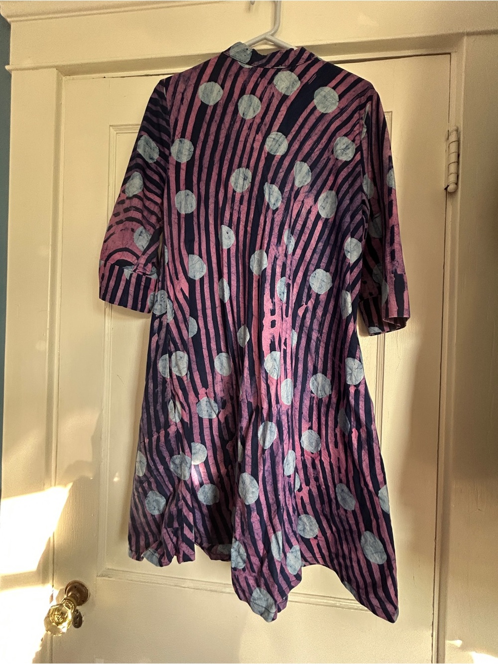 Zuri Kenya Purple & Blue Batik Patterned Dress, Jacket, or Tunic - Picture 3 of 4